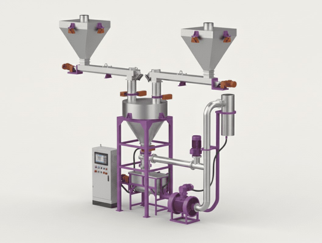 Automated weighing and batching system with pneumatic conveying for bulk material handling by Knitcons Solutions