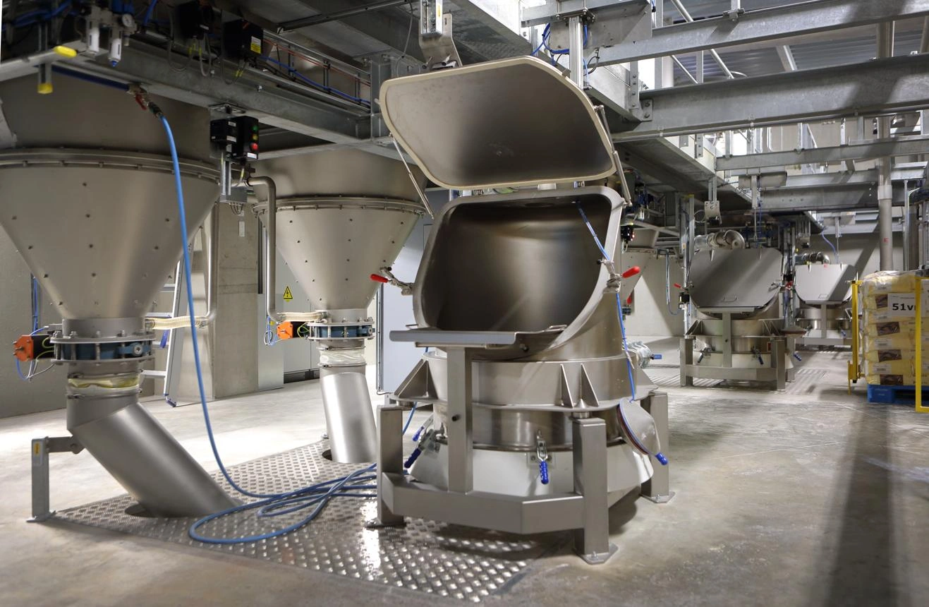 Bag dump station and bulk tanker unloading system for biscuit plant Knitcon Solutions